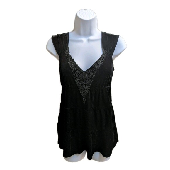 rave Tops - Vintage Rave 90s Black Velvet Lace Going Out Top Sz S Y2K Whimsigoth Witchy